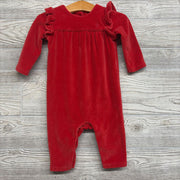 Velour Romper Ruffle Shoulder 6m