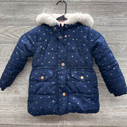 Puffer Coat Hearts Faux Fur Hood