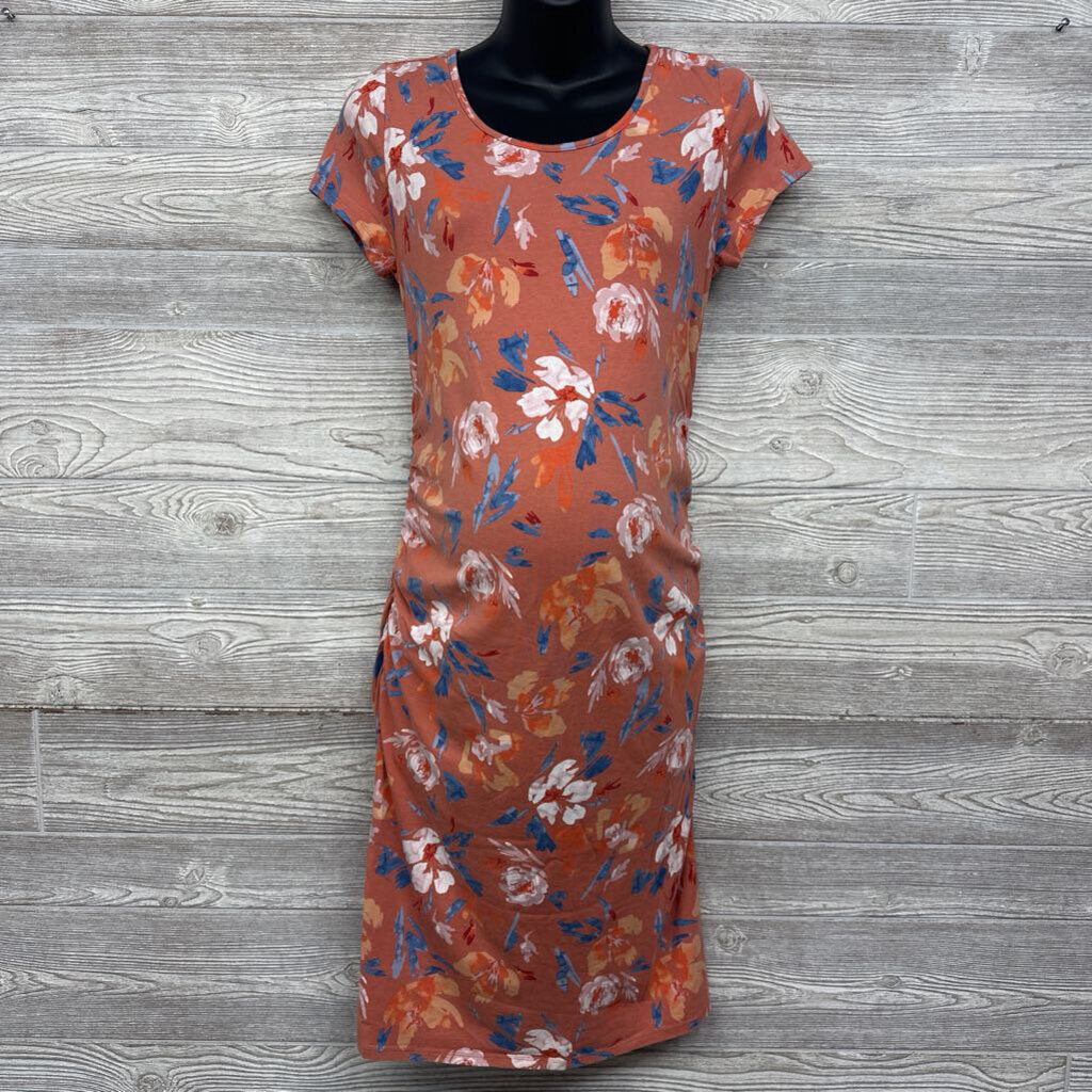 Ruched Bodycon Dress Flowers Med