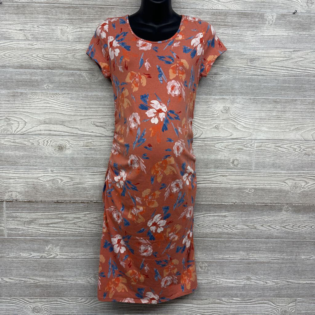 Ruched Bodycon Dress Flowers Med