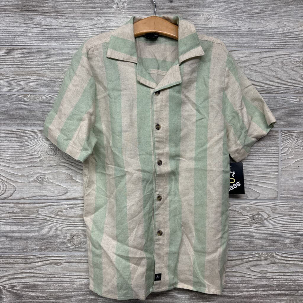 NEW Linen Button Up Shirt Stripes 6-7