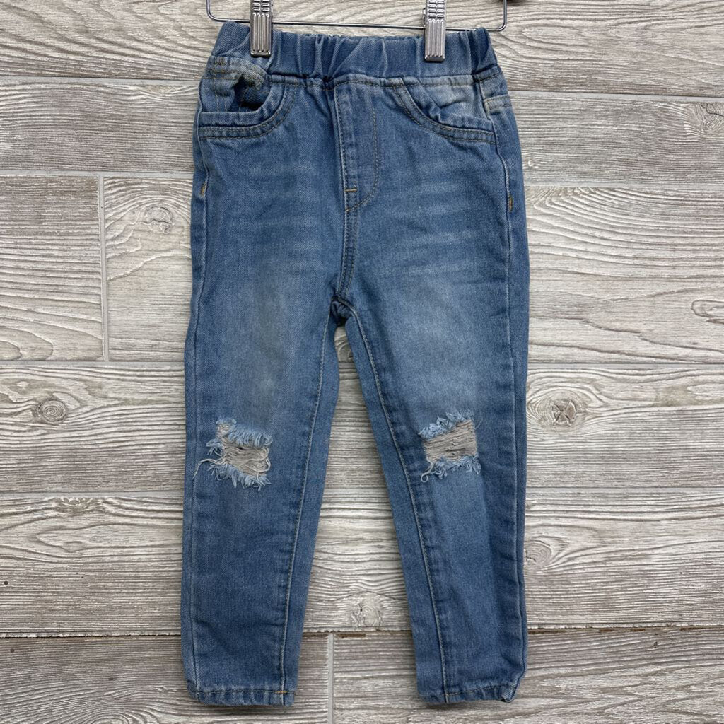Pull On Distressed Jeans 4