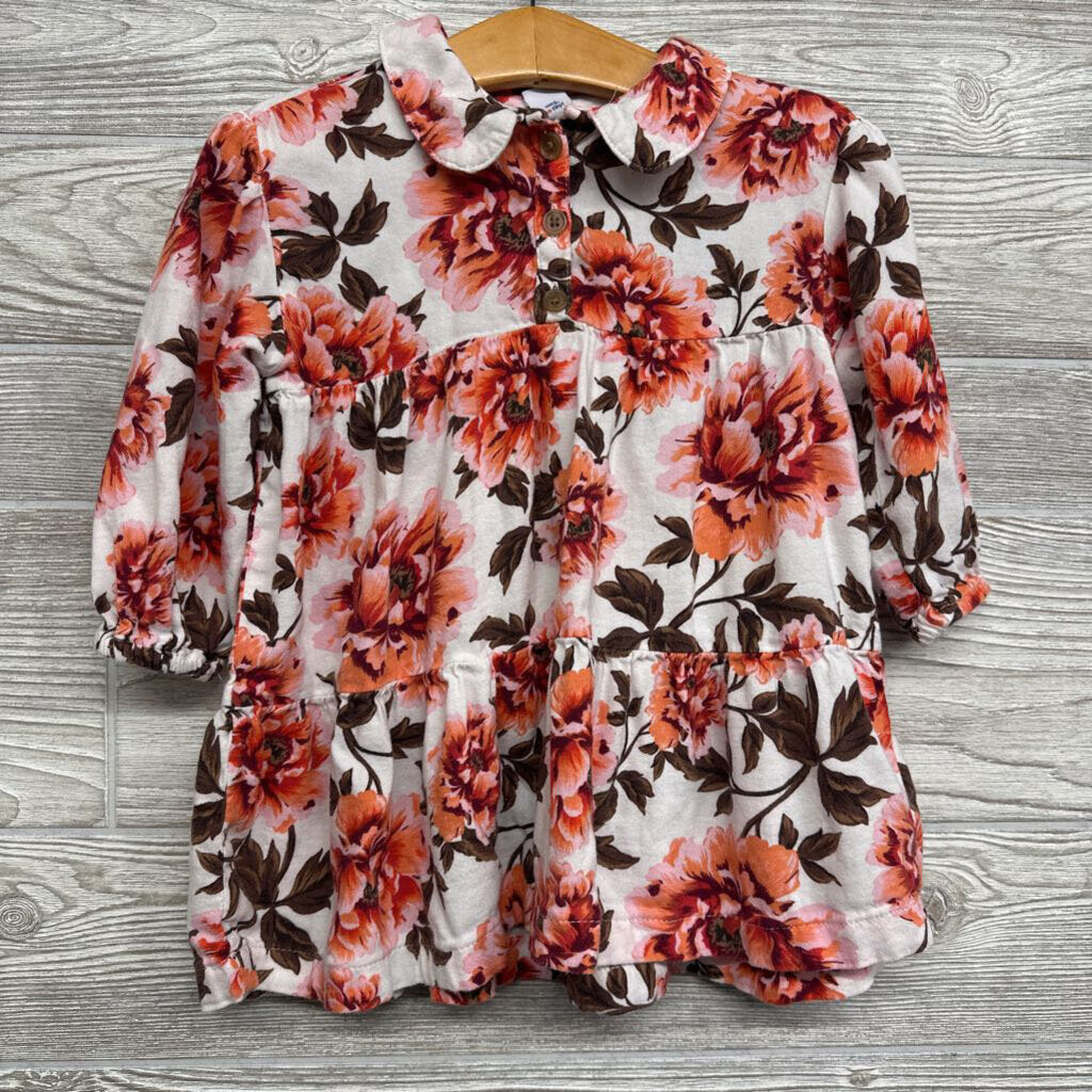 Collared LS Dress Flowers 18m