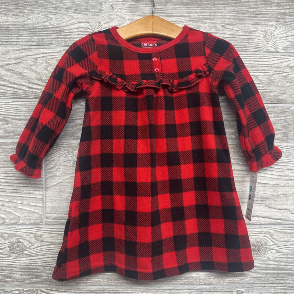 NEW Fleece Pj Gown Buffalo Plaid 12M