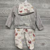 NEW LS Side Snap Shirt, Footed Pants & Hat Made With Love 0-3M