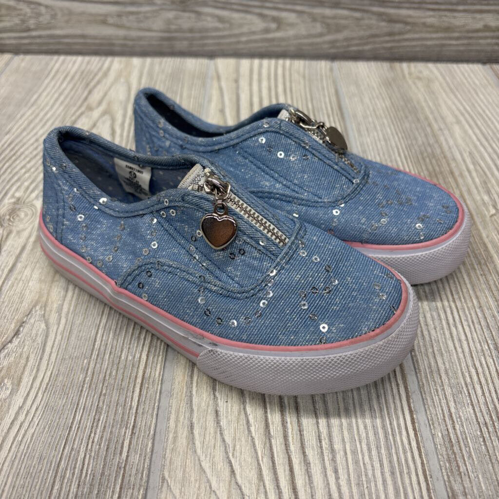 Sequins Denim Zip Sneakers 10C