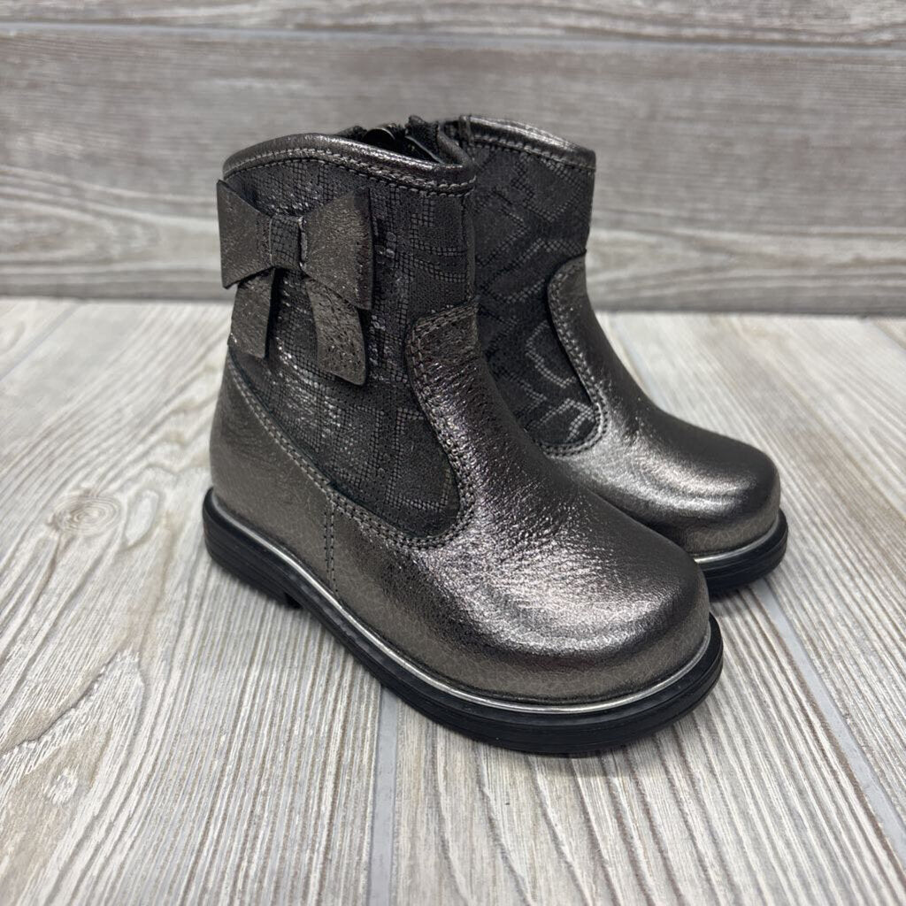 Nw/oT Side Zip Metallic Boots Bow 6C