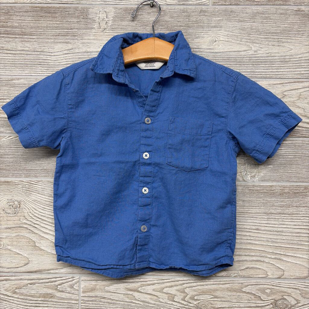 Linen Blend Button Up Shirt 2t