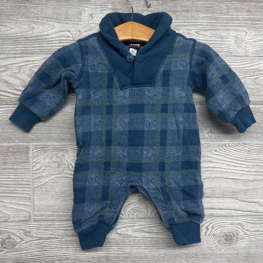 LS Plaid Cowl Neck Coverall 0-3m