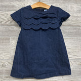 Denim Pinafore Dress Scallop Ruffles 3t