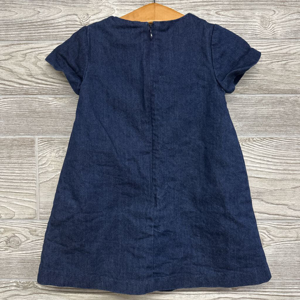 Denim Pinafore Dress Scallop Ruffles 3t