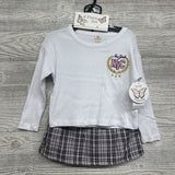 NEW LS Ribbed Shirt & Plaid Skirt NYC 3t