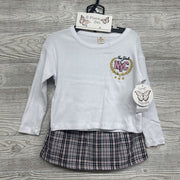NEW LS Ribbed Shirt & Plaid Skirt NYC 3t