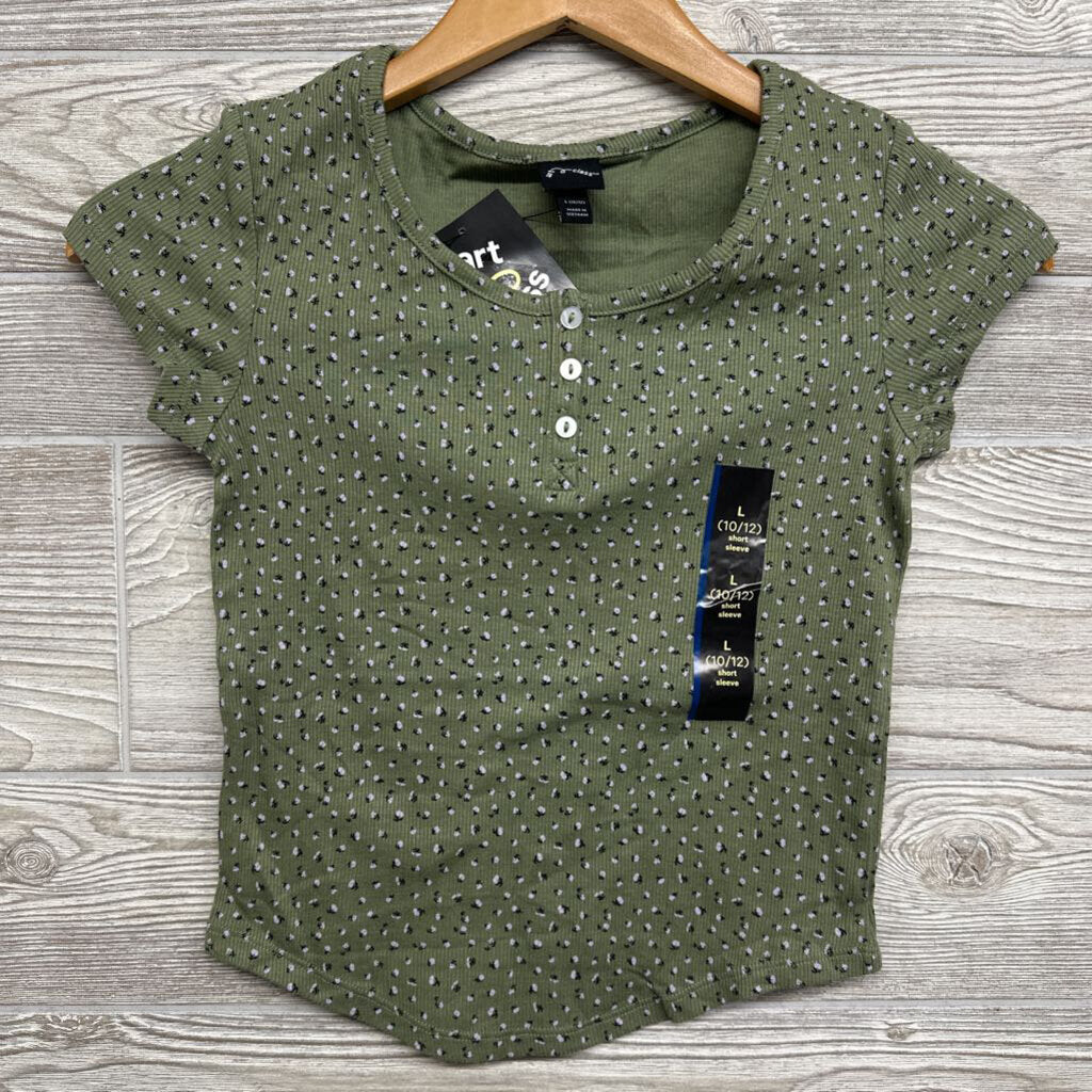 NEW Ribbed Henley Shirt Flowers 10-12