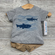 NEW Shirt, Bodysuit & Shorts Sharks Stripes nb