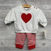 NEW Crewneck & Pants Stripes Quilted Heart 3-6m
