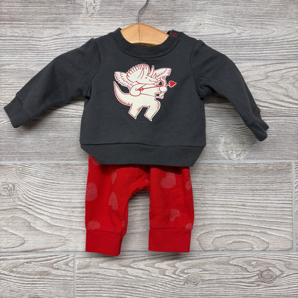 NEW Crewneck & Pants Dinosaur Cupid Hearts nb