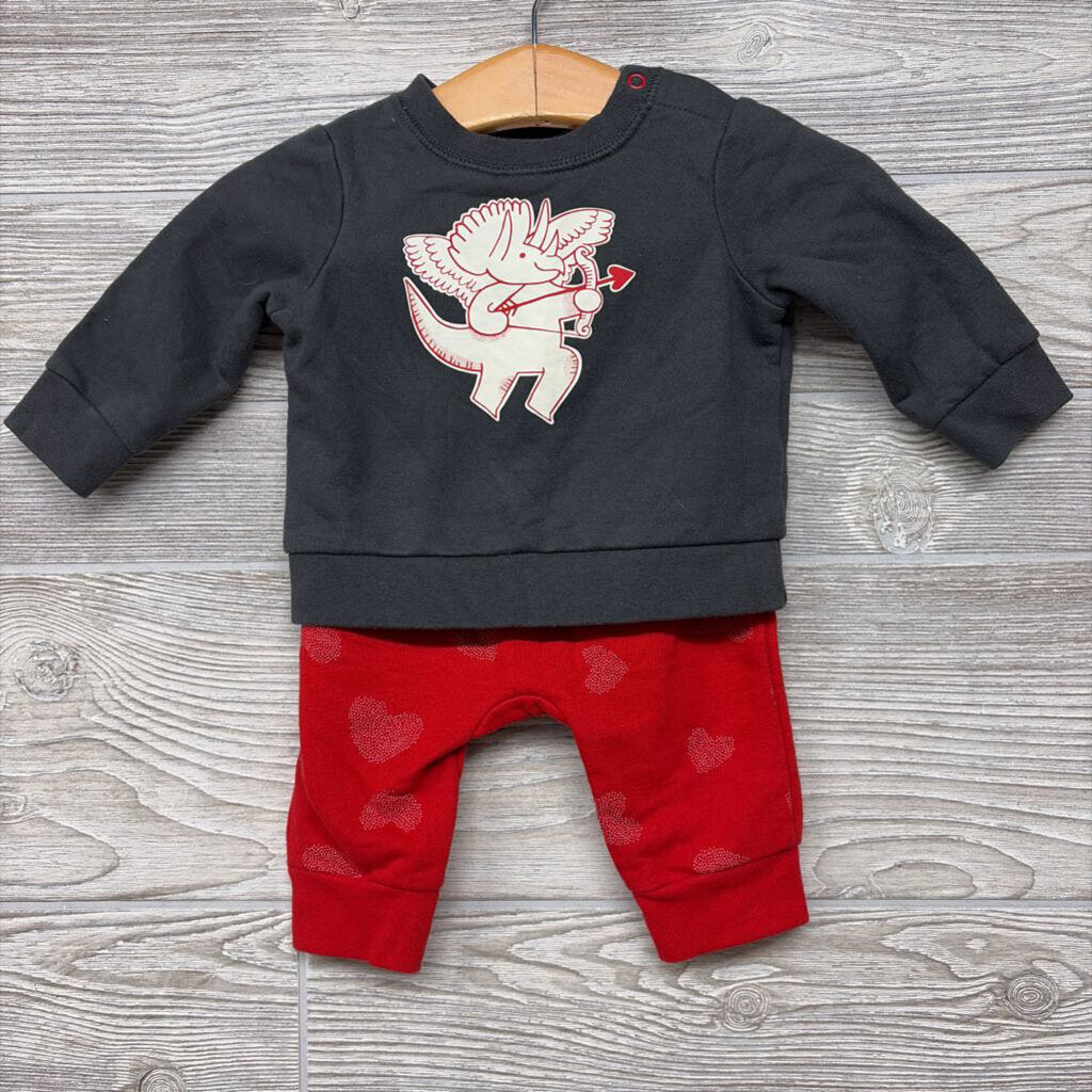 NEW Crewneck & Pants Dinosaur Cupid Hearts 0-3m