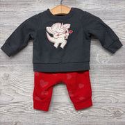 NEW Crewneck & Pants Dinosaur Cupid Hearts 0-3m