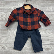 LS Button Up Bodysuit & Joggers Buffalo Plaid 6m