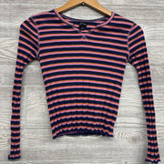 LS Ribbed Shirt V Cut Out Stripes 10-12