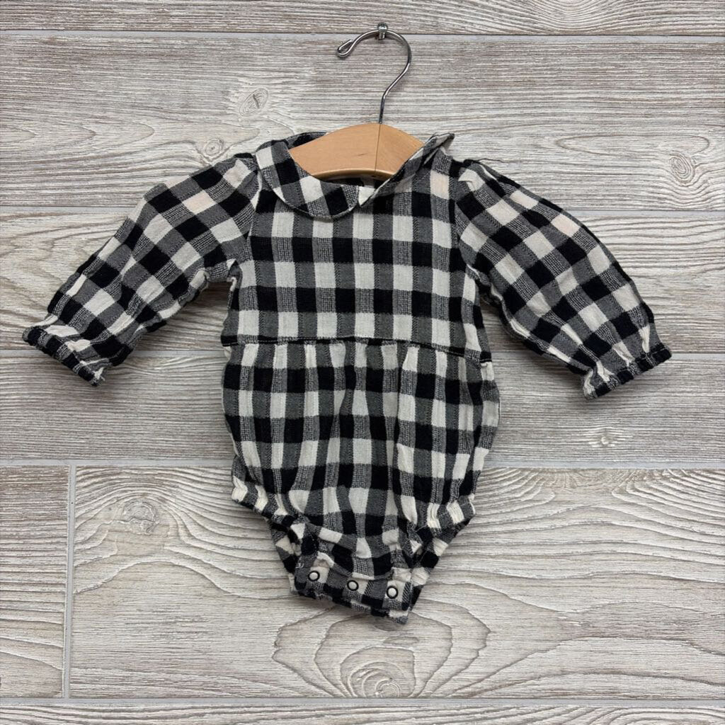 LS Collared Romper Buffalo Plaid nb
