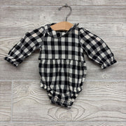 LS Collared Romper Buffalo Plaid nb