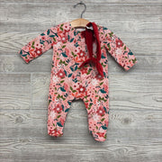 NEW Ribbed Poinsettia Sleeper W/ Velvet Headwrap 0-3m