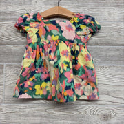 Linen Blend Dress Flowers 3-6m