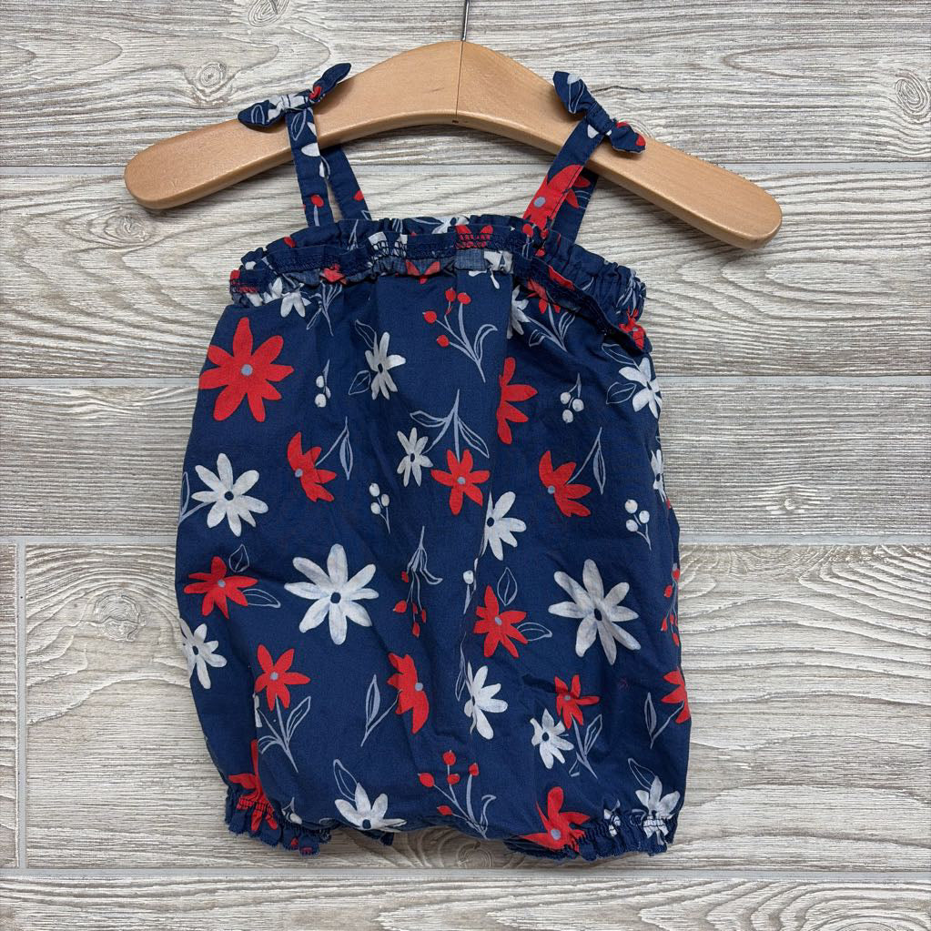 Tank Bubble Romper Flowers Bow Straps 3m