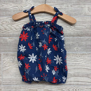Tank Bubble Romper Flowers Bow Straps 3m