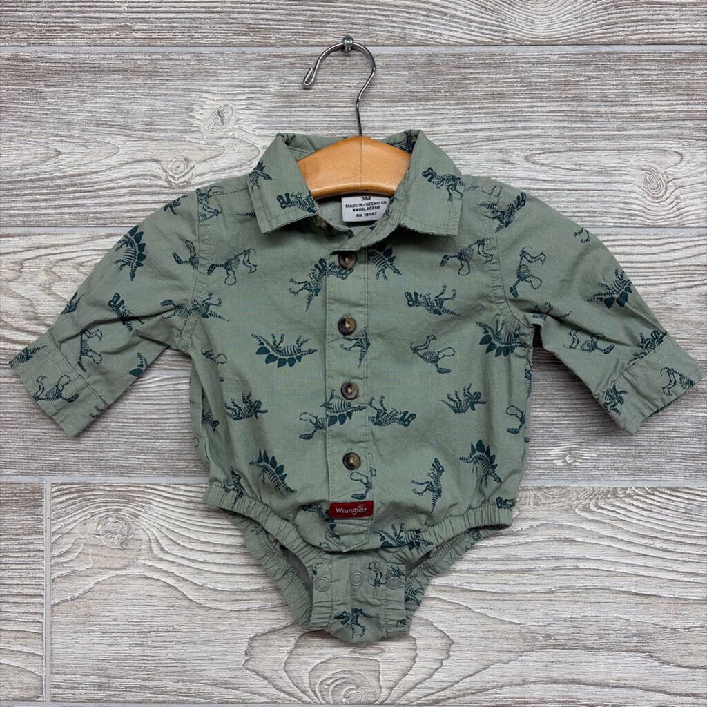 Plaid Button Up Shirt Dinosaur Skeletons 3M