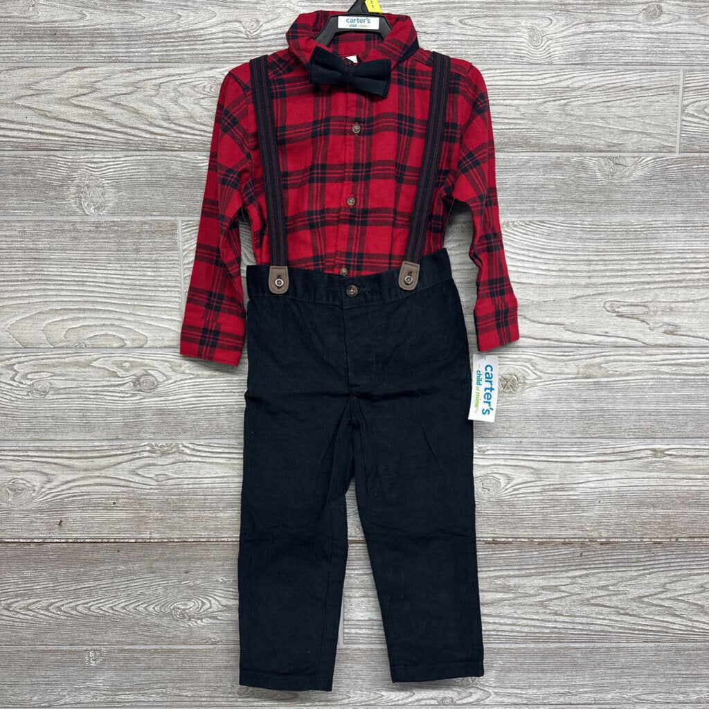 NEW Button Up Shirt , Cord Suspender Pants & Bow Tie 3t