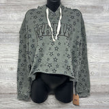 NEW Cropped Hooded Sweatshirt Stars Mama Large