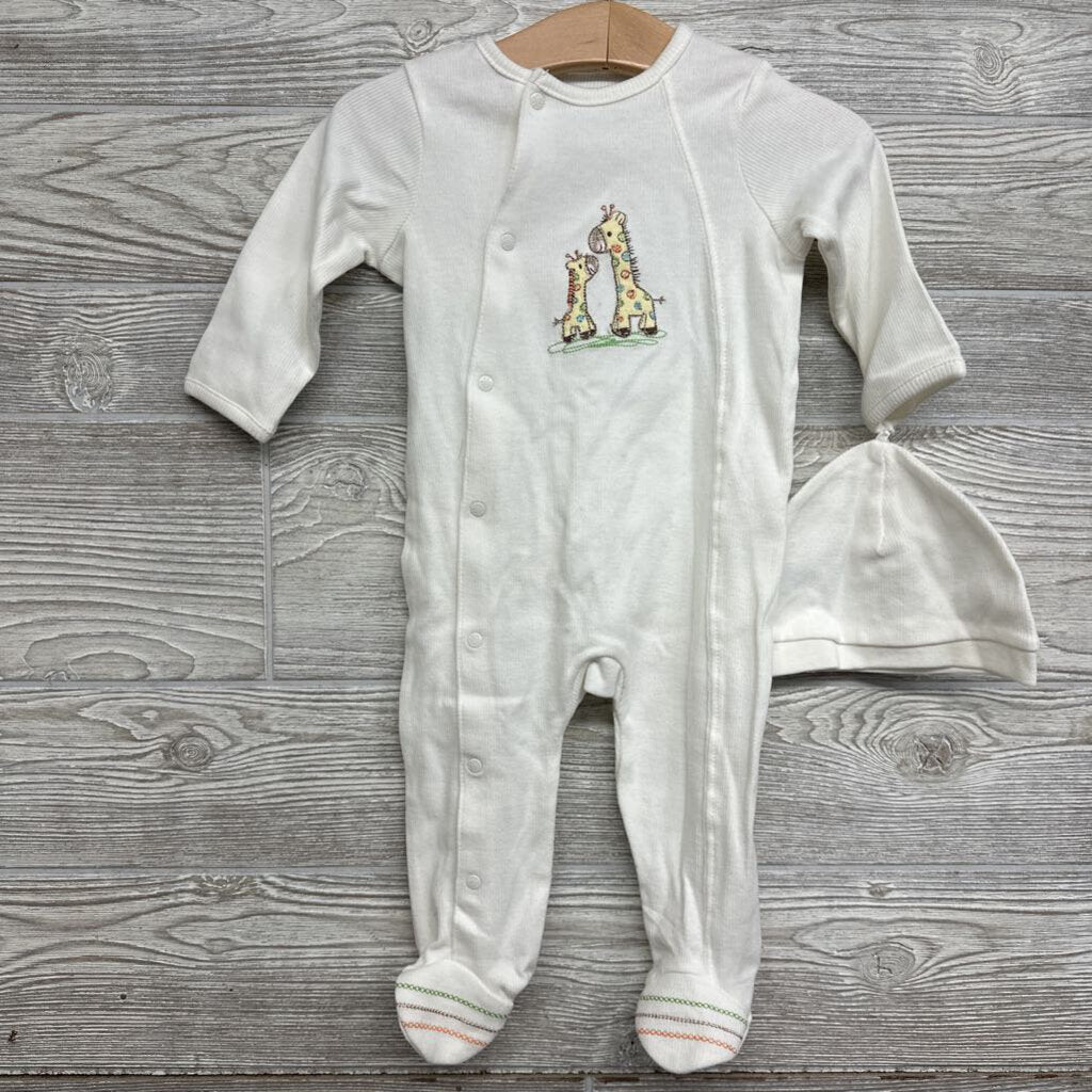 NEW LS Snap Footed Outfit & Hat Giraffes 9m