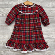 LS Plaid PJ Gown Eyelet Trim 12m