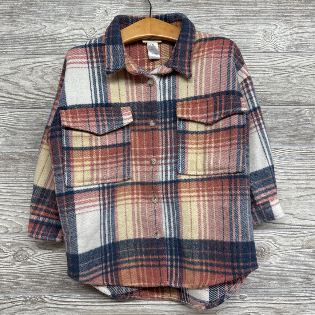 Plaid Shacket Chest Pockets 4t