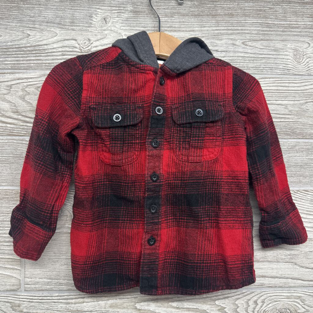 Plaid Button Up Shirt W/ Hood 2t