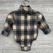LS Plaid Button Up Flannel Bodysuit 12m
