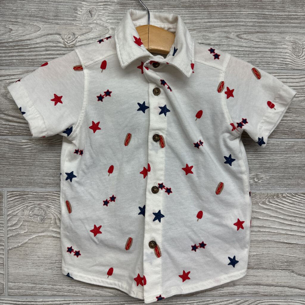 Button Up Shirt & Shorts Hot Dogs Stars 12m