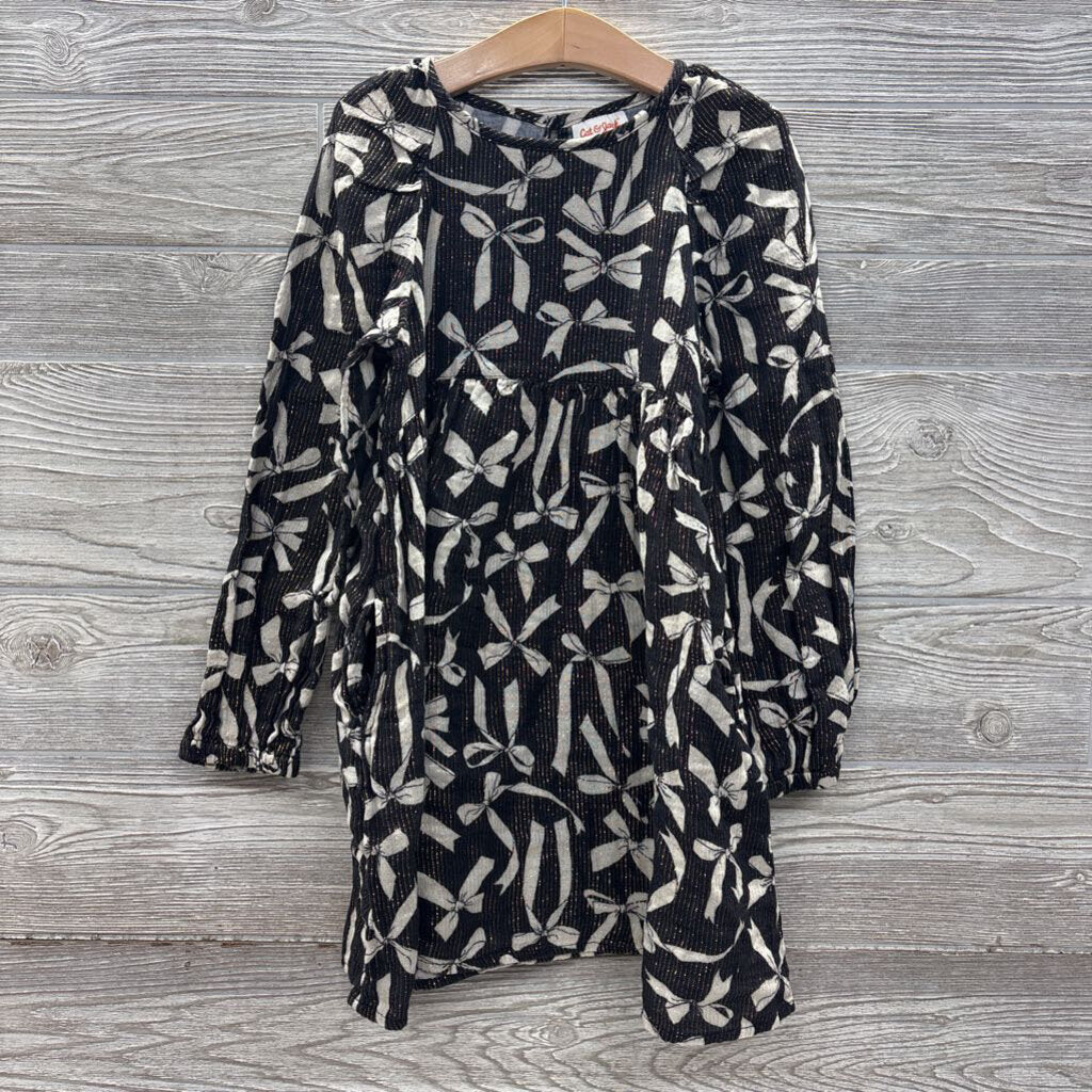 LS Dress Foil Stripes Bows 6-7