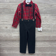 NEW LS Plaid Button Up Shirt & Suspender Pants 3t