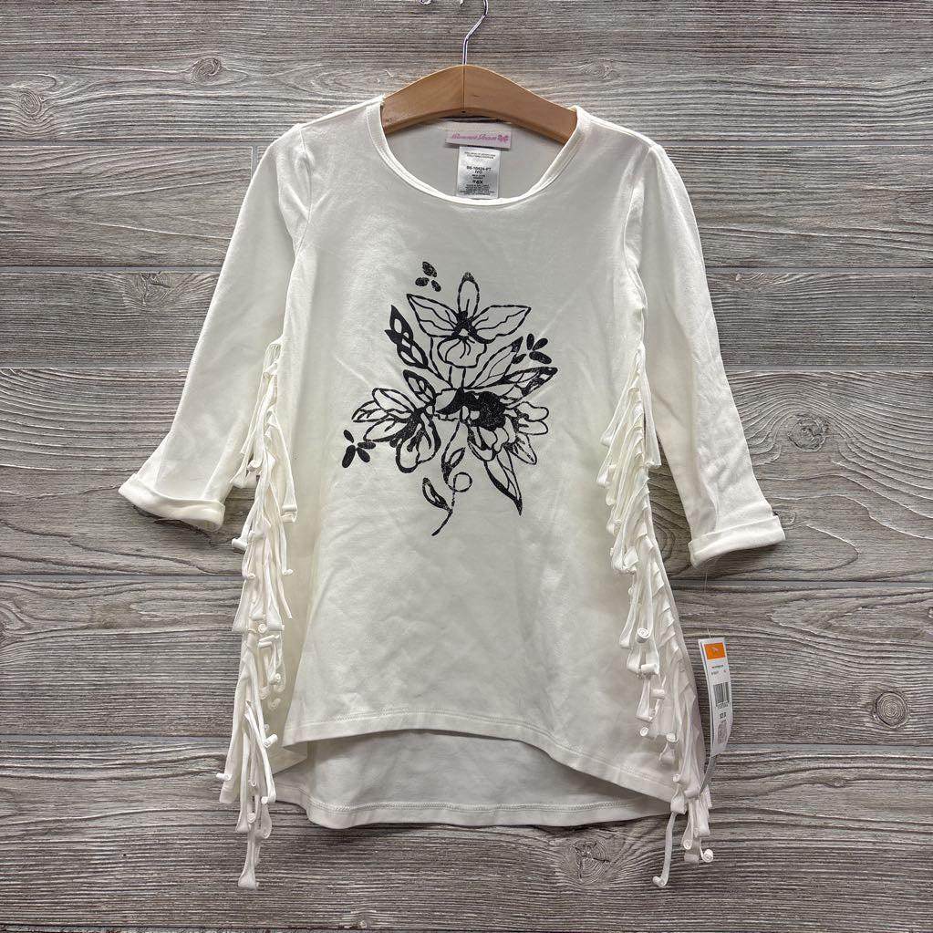 NEW LS Tunic Flowers Fringe 6x