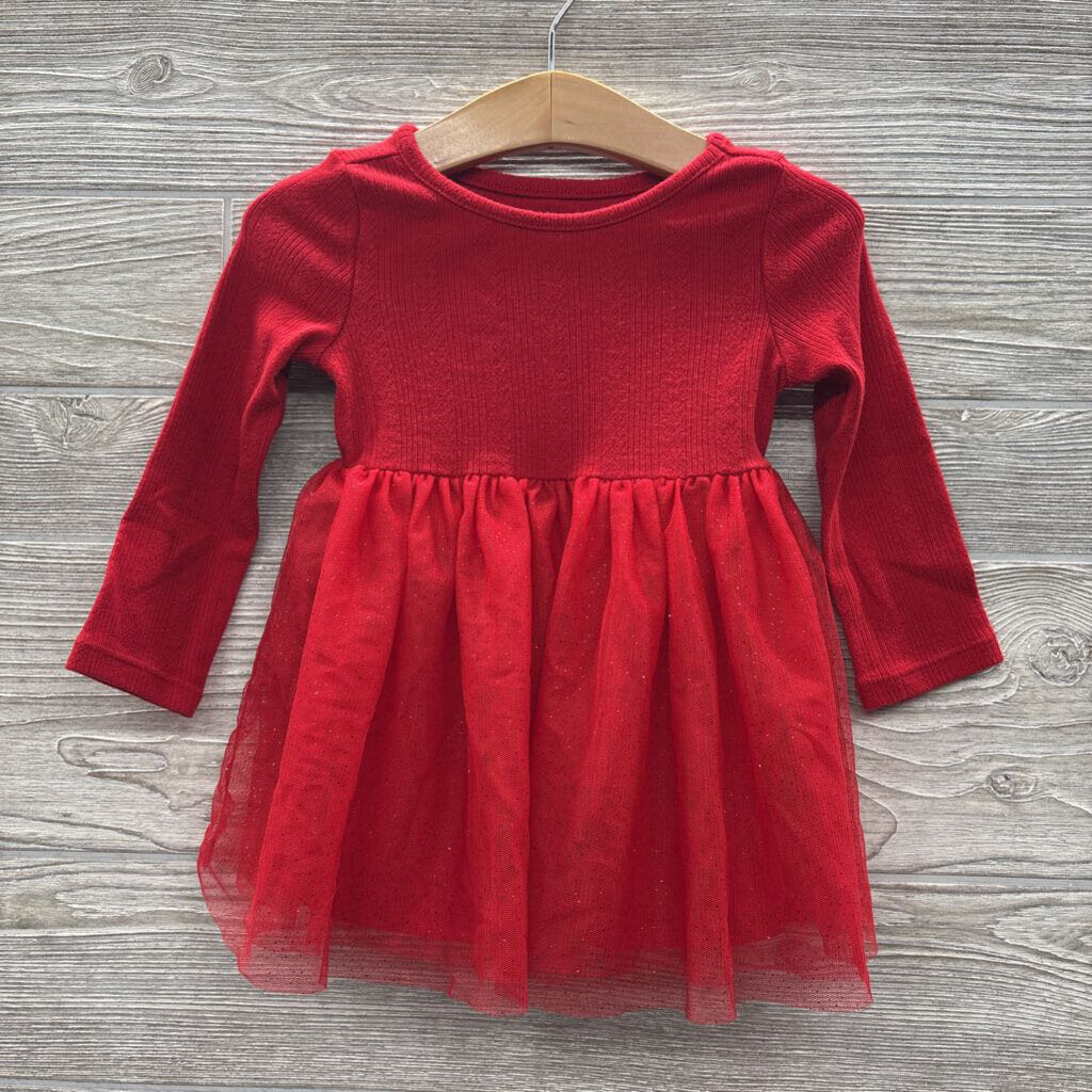 LS Pointelle Tulle Dress Glitter 12m
