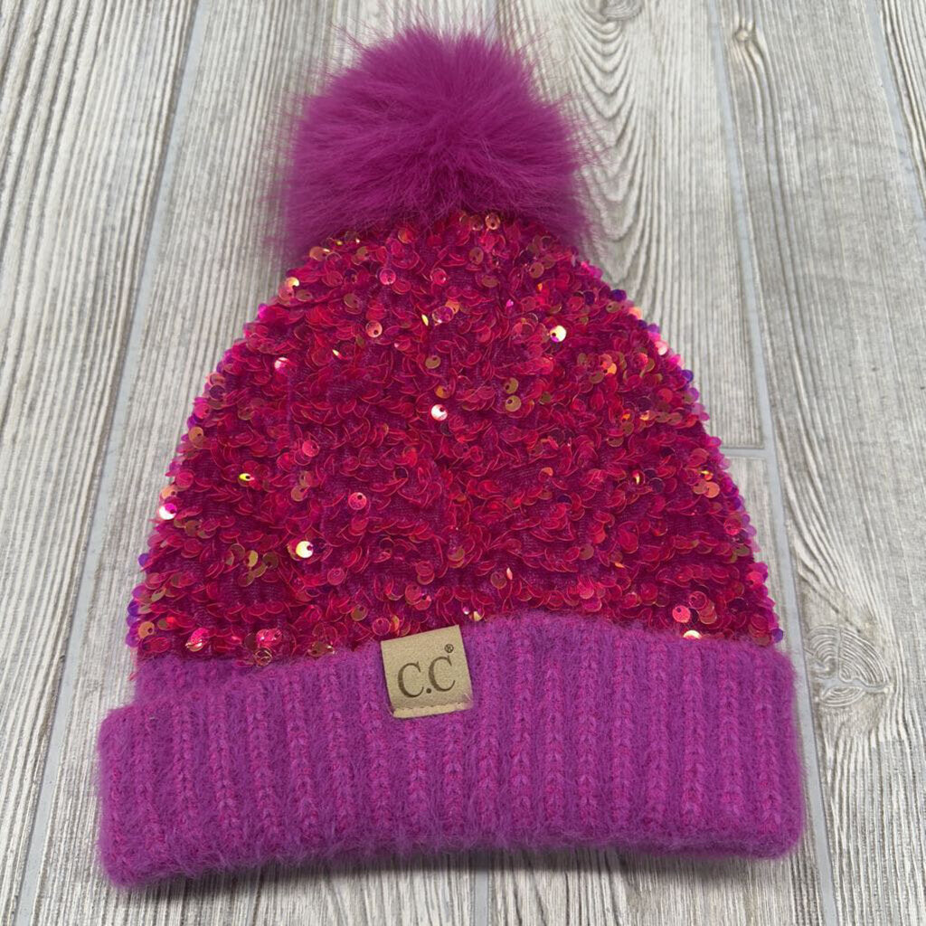 Sequin Winter Hat W/ Pom