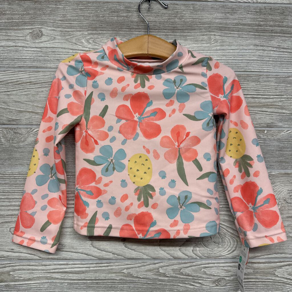 NEW 2 Pc Ls Swimsuit Flowers Pineapples 3T