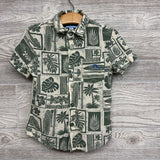 Button Up Shirt & Shorts Leaves Flowers 3t