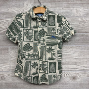 Button Up Shirt & Shorts Leaves Flowers 3t