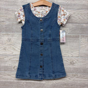 NEW Denim Jumper & Ribbed Shirt Flowers 4t