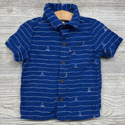 Muslin SS Button Up Shirt Sailboats 2t